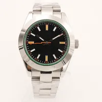 YZ Factory Automatic 2813 Движение 39 мм мужские часы 316L браслет из нержавеющей стали Черный циферблат зеленый внутренний мужчина 116400 wristwa274o
