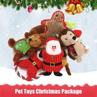 Creatief huisdierspeelgoed Kerstmis eland Santa Claus Little Bear Dog Toy Set Scheurbestendige pluche klinkende kat