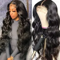 Transparent Lace Front Human Hair Wigs Pre Pluck Brazilian For Black Women 13x6 Body Wave Closure Wig