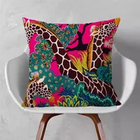 Yastık kasası Çok renkli at züraffe yastık kapağı moda bayan iyilik hayvanları boyama kare yastık kılıfı yatak odası kanepe dekor yastıkları 221104