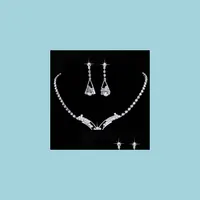 ￖrh￤ngen halsband smycken set br￶llop halsband armband ￶rh￤ngen 18 stilar kristall mode kvinnor glittrande v formade strass c dhzlp