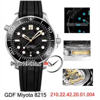 GDF Diver 300m 42mm James Bond 007 50th Miyota 8215 Automatic Mens Watch Black Textured Calback Black Rubber 210 22 42 20 01 004 NOUVEAU 250W