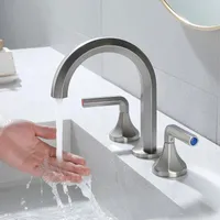 Banyo lavabo muslukları en kaliteli pirinç musluk 3 delik 2 saplı havza mikseri musluk soğuk su bakır banyo lüks tasarım