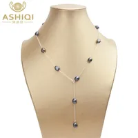 Chokers Ashiqi Real 925 Sterling Silber Halskette 89mm natürliche Barockperle für Frauen Vintage handgefertigtes Schmuck Geschenk 221104