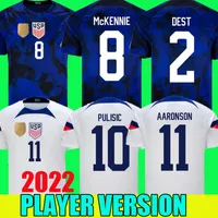 Spelarversion 2022 Pulisic Usas Soccer Jersey United States 22 23 Fotbollstr￶ja Aaronson 2023 Reyna McKennie Morris Dest Yedlin Llanez Adams Home Away Uniforms