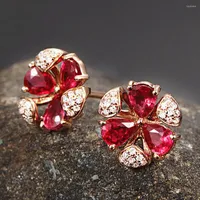 Orecchini per borchie rosa color rosso cristallo rosso pietre gemme zircone diamanti per donna gioielli bijoux moda brincos accessori