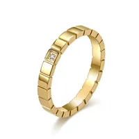 Squares Diamond Band Rings Stainless Steel Finger Tail Ring for Girl Women Fashion Jewelry