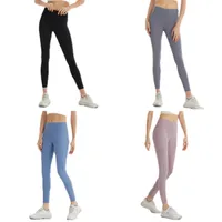 Yoga Pants Lu-6215 Yoga Outfit Solid Color Women Leggings High Weist Gym Wear Leach Litness Lady Commun