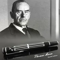 Canetas de gel de pérola pura para o grande escritor Thomas Mann Luxury Black and Silver Pattern Roller Ball Pen Writing Smooth Gift RECILL PLUSH POU275L