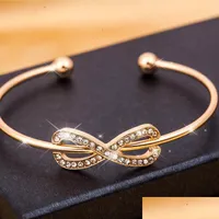 Armreifen Bangle Fashion 8 Form Diamant Eröffnung Armband Schmuck Charme Geburtstag Überraschung Geschenk für Frau Vintage Ohrringe Bangle Drop d Dhin5