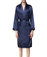Nibesser Summer Faux Silk Kimono Rope Men Men Fashion Solid Hourobe Sleepwear пижама повседневная кардиганская одежда с длинным рукавом Robe9202620
