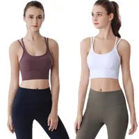 Yoga outfit LU-2040 BRA Kvinnor vadderad Sports BH SHAKE PROOF Running Workout Gym Topp Tank Fitness Shirt Vest