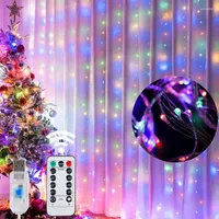 Cordes LED Curtain lampe Garland White Copper String Light Remote Contrôle USB FAIRY CHAUDRMA Christma Outdoor
