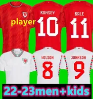 2022 2023 Player Versione Galles Maglie da calcio Bale Wilson Allen Ramsey Mens 22 23 Maillot Foot World National Team Cup Rodon Vokes Shirt Short Short Shirt