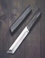 Katana vg10 damas acier tanto tanto manche en ￩b￨ne couteaux ￠ lames fixes avec couteau de collection de gaine en bois 9907976