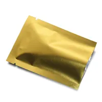 200pcs Heat Seal Matte Gold en aluminium en aluminium Sac ￠ top ouvert sac ￠ empets alimentaires Snack Candage Candage Sachets Cosmetics Masque Vacuum Pack