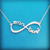Anhänger Halsketten V ziehen Infinity Namenschild Choker Personalisiert arabischer Namen Hebräisch Halskette Frauen Männer Islamischer Schmuck Brautjungfer Geschenk 221104