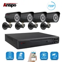 ANSPO 4CH AHD Home Security Camera System Kit Waterdichte Outdoor Night Vision Ir-Cut DVR CCTV Home Surveillance 720p Zwart Witte camera256G