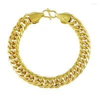 Charm Bracelets Echt 24k Gouden Armband 10 mm seitlich Kubaanse Vrouwen Mannen Sieraden Gegenken