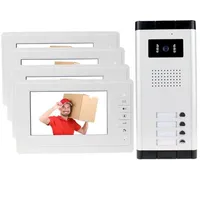 7 '' TFT-LCDビデオドアフォンインターコムドアベルシステム4モニタースクリーン1家族用アパートの屋外カメラベル2601