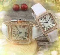 Amantes diamantes anel de discagem romana quartzo assistir homens homens genu￭no cinto de couro mineral refor￧ado vidro refor￧ado moda simples atmosfera atmosfera neg￳cios wristwatch presentes