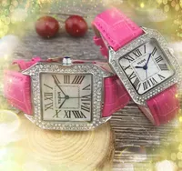 여성 남성 광장 로마 다이얼 시계 쿼츠 배터리 일본 운동 진짜 가죽 탱크 시리즈 간단한 패션 다이아몬드 링 커플 스타일 체인 팔찌 손목 시계