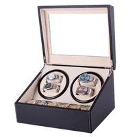Titta p￥ Winders Mechanical Black Pu Leather Automatic Storage Box Collection Display Jewel Us Plug Winder Box1215T