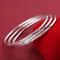 San Sheng Shi Bangle 999 All Silver Starlight Face ding Sha Multi Loop Solid Bracelet pour Gift de la Saint-Valentin