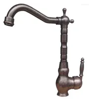 Bathroom Sink Faucets Rome Red Antique Copper Deck Mounted Kitchen Basin Faucet Swivel Spout Mixer Tap Single Hole One Handle Mnn020