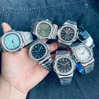 Nouveaux arrivages Top Nautilus Watch Men Automatic Watch 5711 Silver Bang Blue Blue inoxydable Mens Diamonds Diamonds Cézel Di Lusso Wristw2606