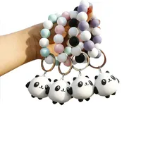 Cartoon Panda Pendant Bracelet Keychains Silicone Beaded Bracelets Cute Doll Keyring Fashion Accessories