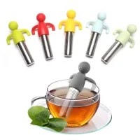 Silicone Stainless Steel Humanoid Tea Strainers Filter Leakage Infuser Cup Decoration Creative Ornament Gadgets Lazy Tealeaf Diffuser DH578