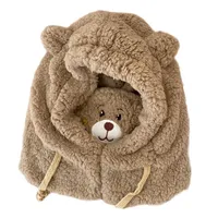 Bärenmaske All-in-One Cap Cartoon Ohren Lamm Haar Süßes winter warmer Pullover Hut mit Maskenschalmädchen