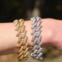 Bracelets de link 20mm Gold penteado gelado miami Thorns Curb Chain Chain Hip Hop Full CZ LAB LAB