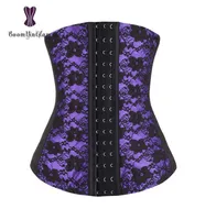 Cheaper redpinkpurplebeige color plus size waist trainer 10 steel boned floral lace waist cinchers corset 884A Q08193191521