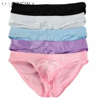 underpants 5PCS Men's Underwear Bright Briefs Male Sexy Silky Brief Shorts Man Gay Panties Low Waist Sleepwear 34z8#