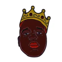 힙합 랩퍼 스타 The Notorious B.I.G. Biggie Smalls King Crown Metal Copper 에나멜 의류 옷깃 가방 배지 브로치 핀