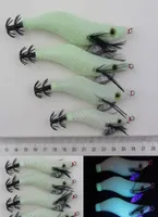 Bimoo Size 2 25 3 35 White Pearl Luminous Shrimp Squid Jigs Dark Glow Squid Jig EGI Fishing Lure 2010313475246