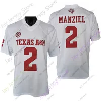Football Jerseys Texas A M Aggies 축구 유니폼 NCAA 대학 Johnny Manziel White Size S-3XL 모든 스티치 청소년 남성