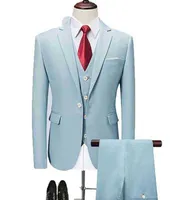 SUITS BLAZERS 2020 NOUVEAU BLY BLUE Men Slim Fit Costume 3 pièces Business Notch Bounkes Classic Tuxedo Bridesmaids for Wedding Vest Navy J220906