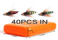 40PCSBox Fly Fishing Gancht Fly Bying Fishing Lure Kit de moscas secas