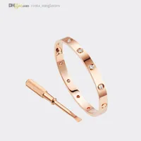 Carti Bangle Screw Bracelets 여성을위한 디자이너 Love Bracelet Rose Gold 10 다이아몬드 고급 보석 티타늄 스틸 골드 플랜트 절대 알레르기가 아닌 21582123