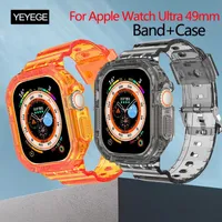 Transparante riem met case voor Apple Watch Band Ultra 49 mm armband Correa 2 in 1 robuuste gevallen IWatch Ultra 49 polsbandje