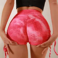 여자 셰이퍼 Jacquard Bubble Yoga Shorts Fitness Hip Lifting Sports Sexy Pants 여성 Shapewear