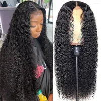 Karbalu Curly Human Hair Wig HD Lace Frontal Brazilian Kinky Front Wigs Wet and Wavy Closure