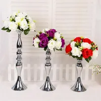 Candlers White Golden Silver Metal Metal Candlestick Flower Stand Vase Table Centro Centre Event Rack Road Road Lead Wedding Decor