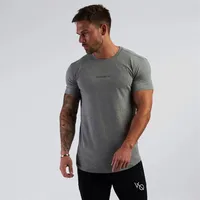 Muscle Fitness New Style Athletic Clothing Short Sleeve Street Casual Men's T-shirts Elastic Slim Fit Basketball Training Wea224h
