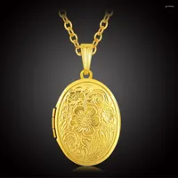 Pendant Necklaces Fashion Jewelry Vintage Locket Necklace For Women Joias Ouro Gold Color Floating Charm Classic Po India