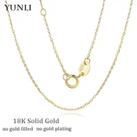 Chokers Yunli Echt 18k Goldkette Halskette Klassiker einfach O Design reines Au750 für Frauen Fein Schmuck Geschenk 221105