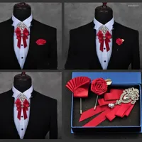 Papillini di alta qualità di alta qualità fatta a mano red diamante cravatta da matrimonio colletto a pista asciugamano da asciugamano per asciugamano per uomini accessori per uomini accessori